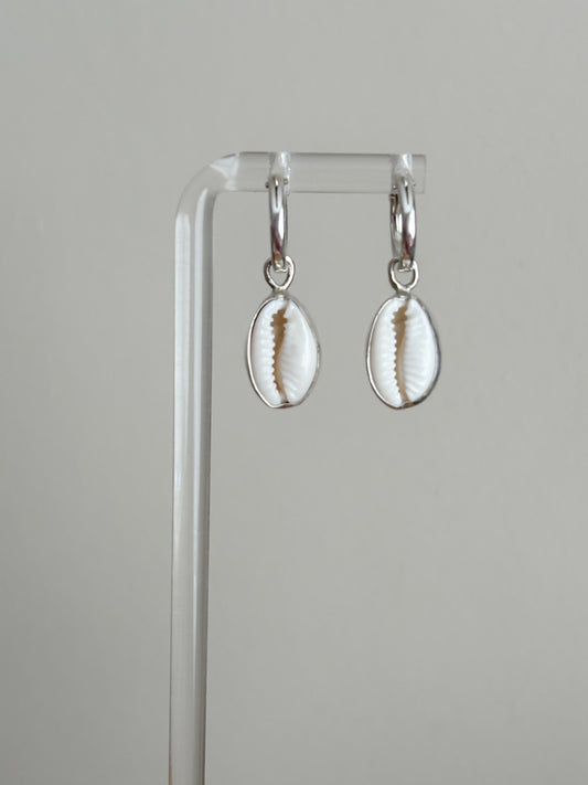 Cowrie shell hoops