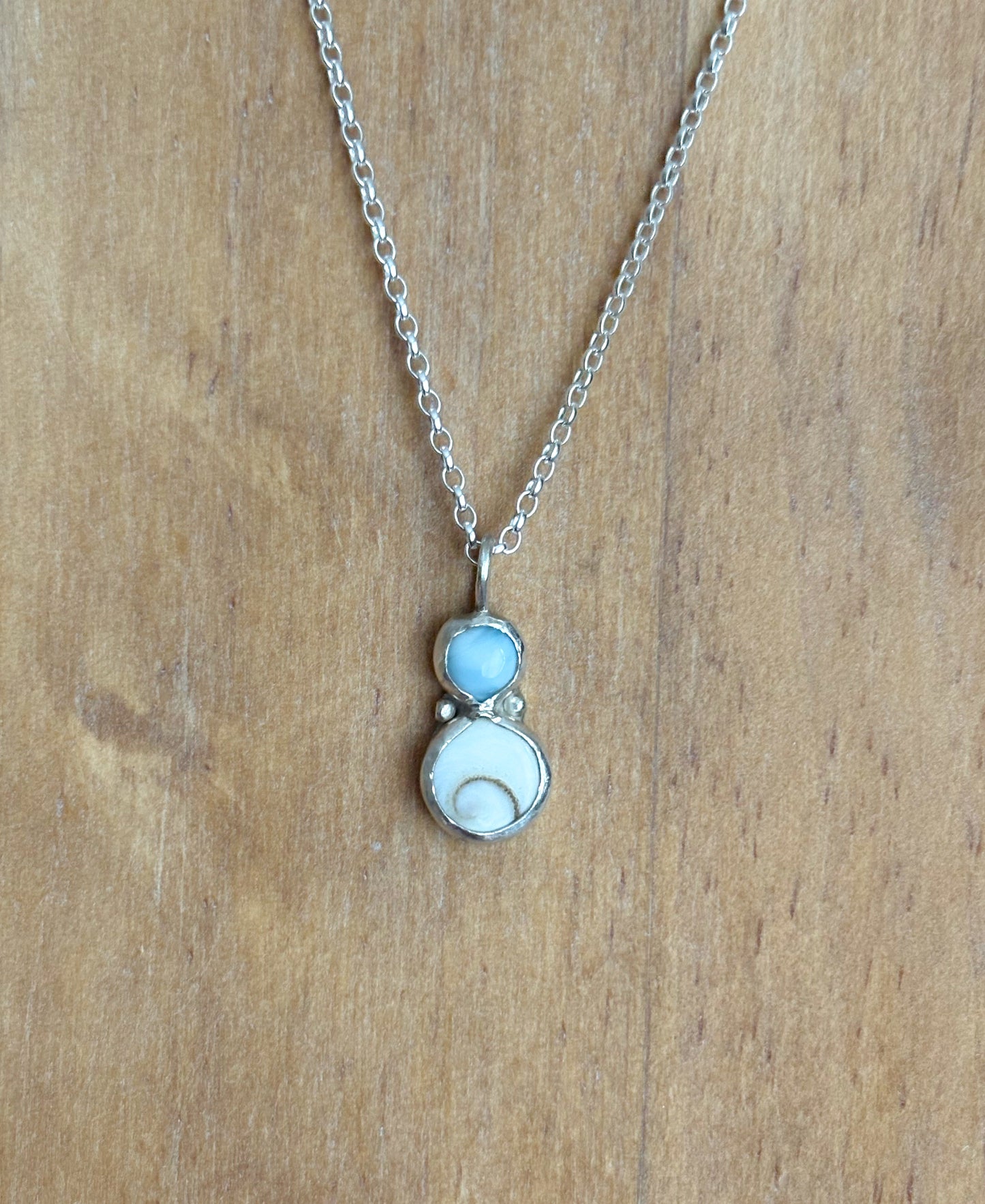 Larimar & shell pendant