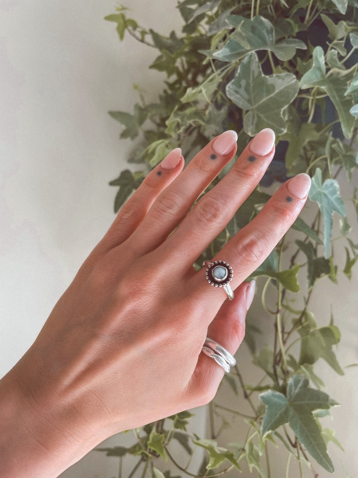 Dainty Larimar flower ring