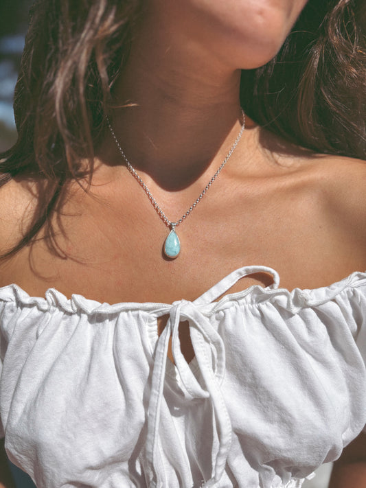 Teardrop Larimar pendant