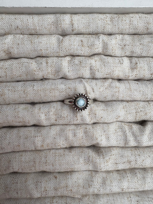 Dainty Larimar flower ring