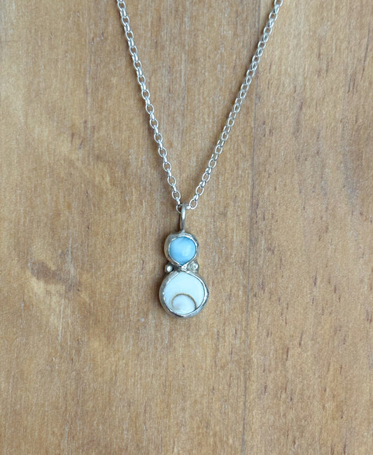 Larimar & shell pendant
